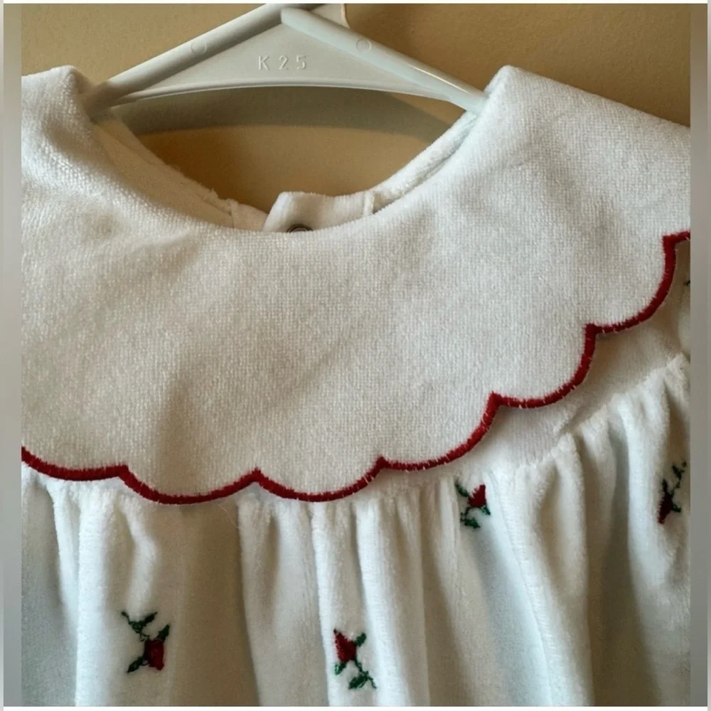 Vintage Little Me White Footie with Red and Green Details